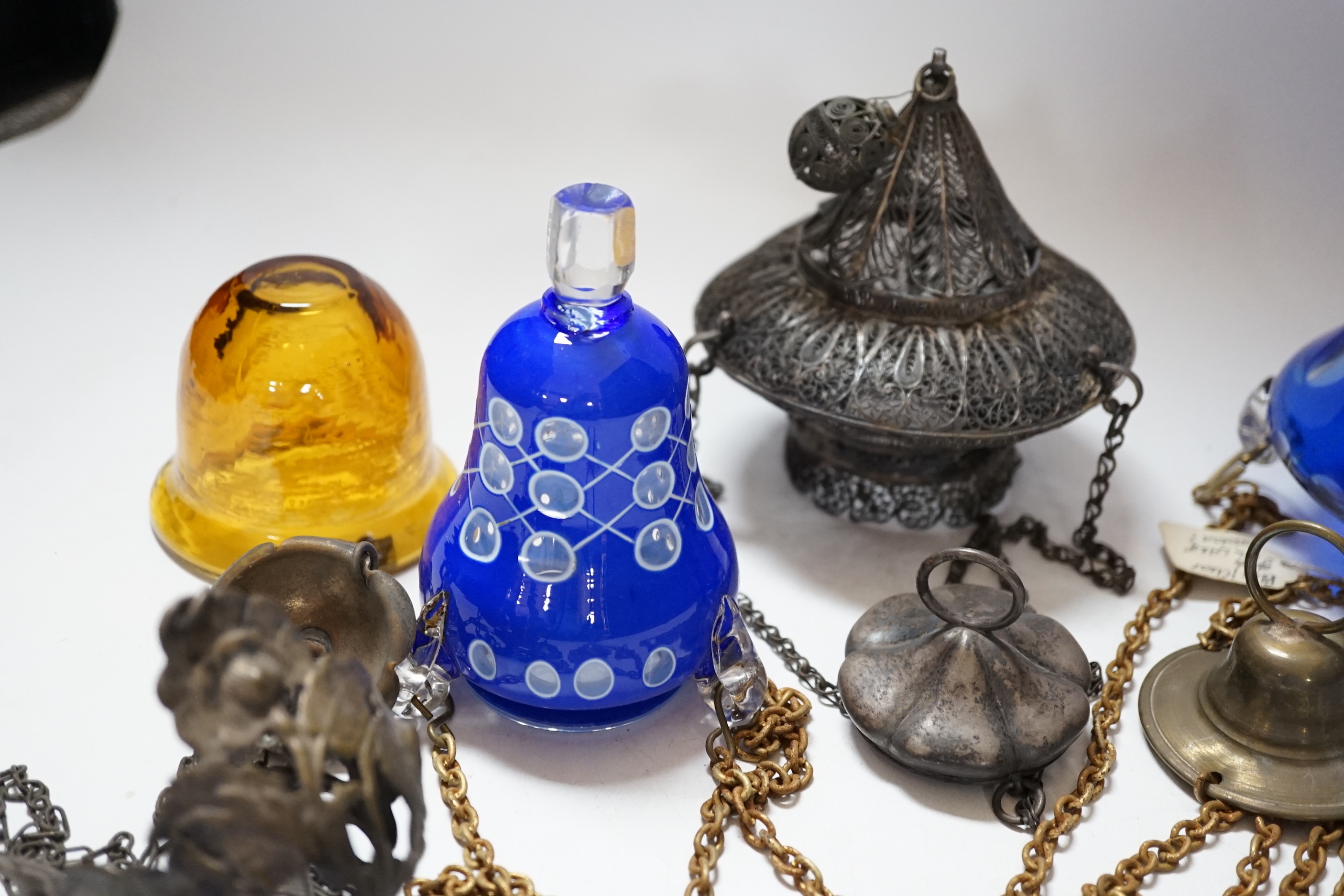 A group of assorted incense lamps